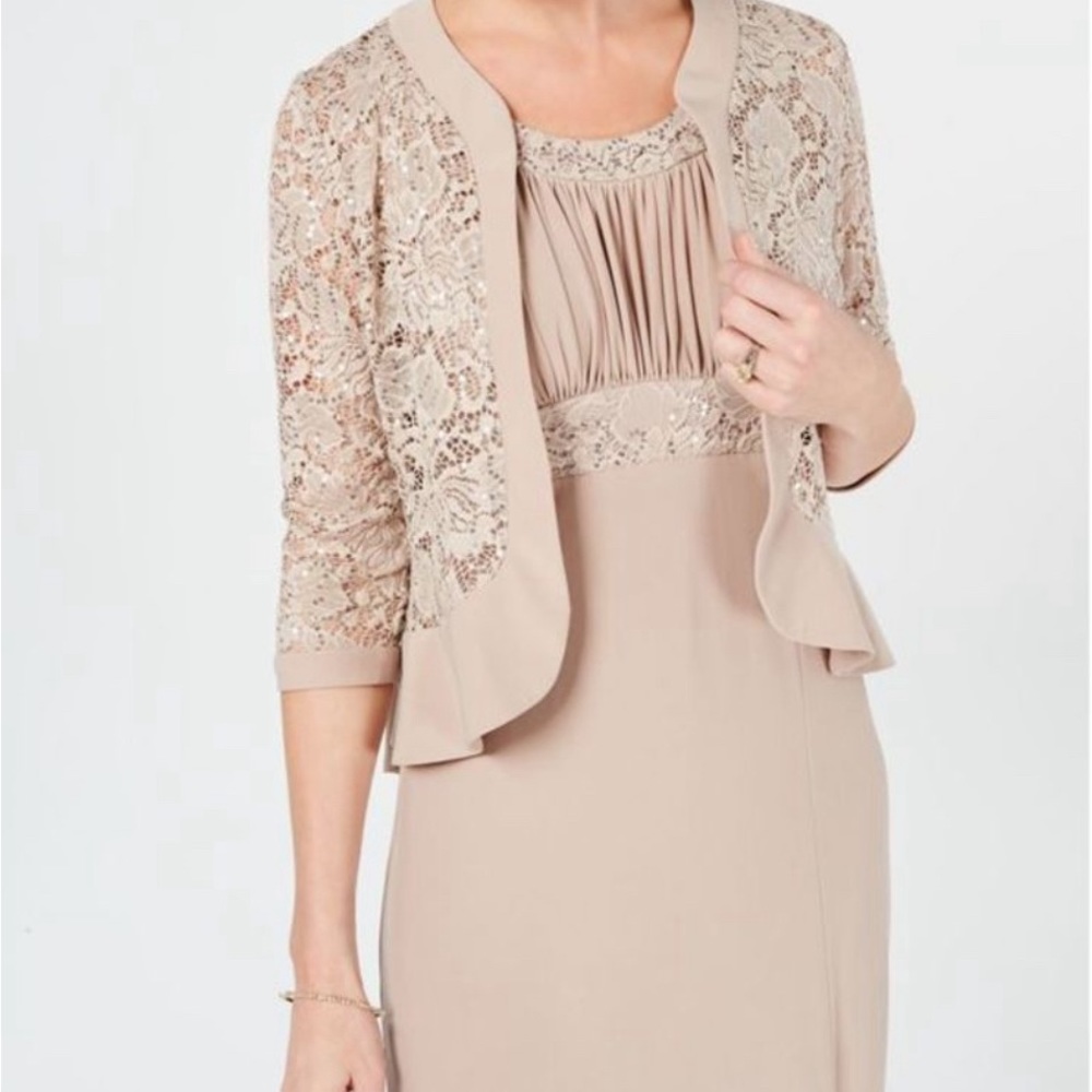 R&M Richards Open Front Bolero Jacket w Sequin Detail—Mother of the Bride Sz 12